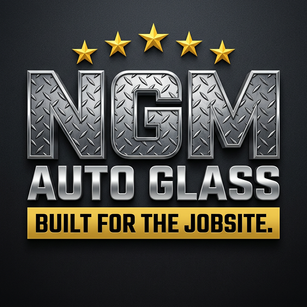 NGM Auto Glass direct flyer match logo with stars and diamond plate